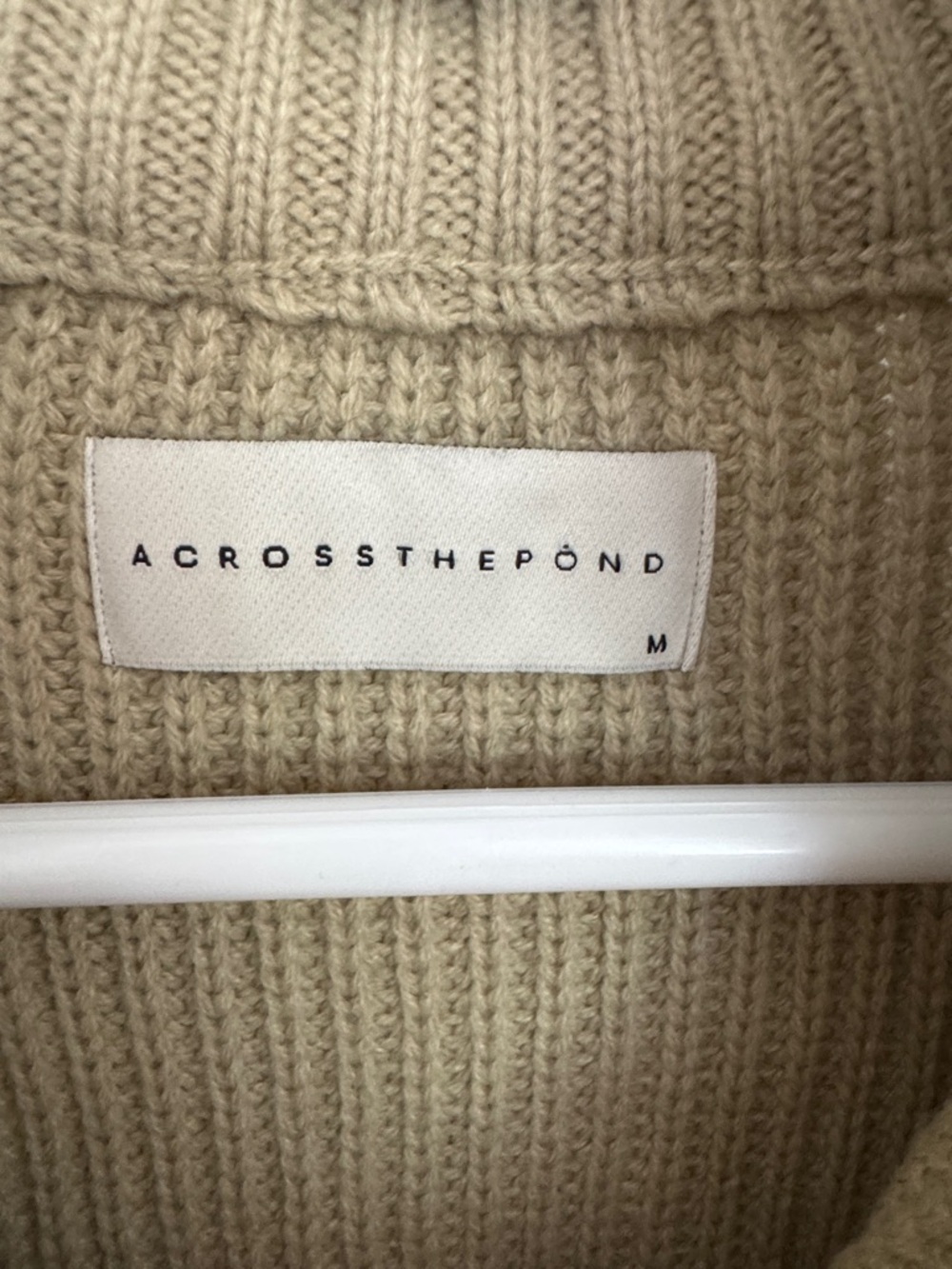Men’s Half-Zip Knit Sweater in Tan with Cream Pattern - Picture 2 of 9